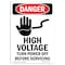 Signmission Safety Sign, OSHA Danger, 10" Height, High Voltage Turn Power, Portrait OS-DS-D-710-V-1348 - alternate 1